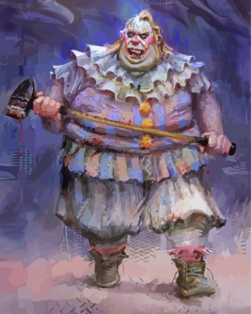 Fat Evil Clown Art paint by number