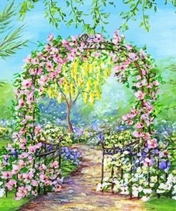 Floral Garden Gate paint by number