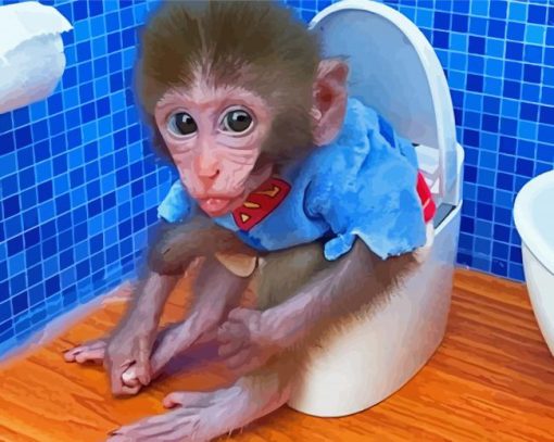 Funny Monkey On Toilet paint by number