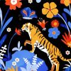 Illustration Tiger And Flowers paint by number