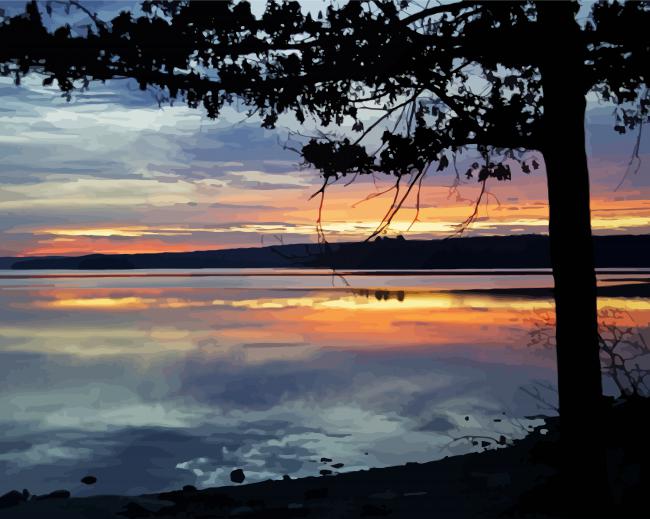 Lake Wallenpaupack At Sunset paint by number