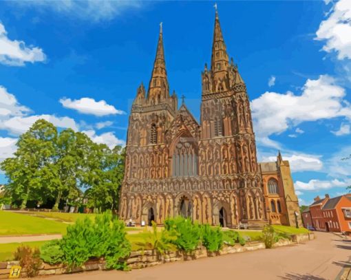 Lichfield Cathedral Birmingham City paint by number