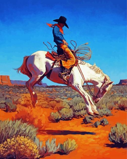 Little Western Bareback Rider paint by number