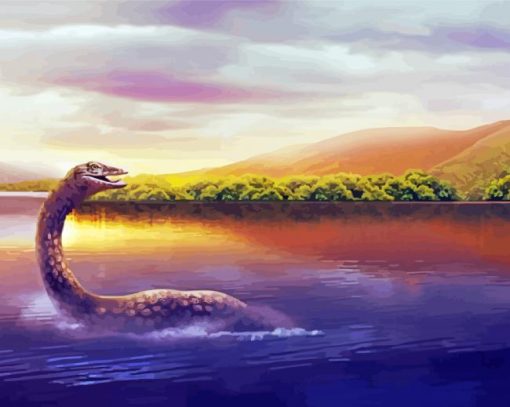 Loch Monster In Lake paint by number