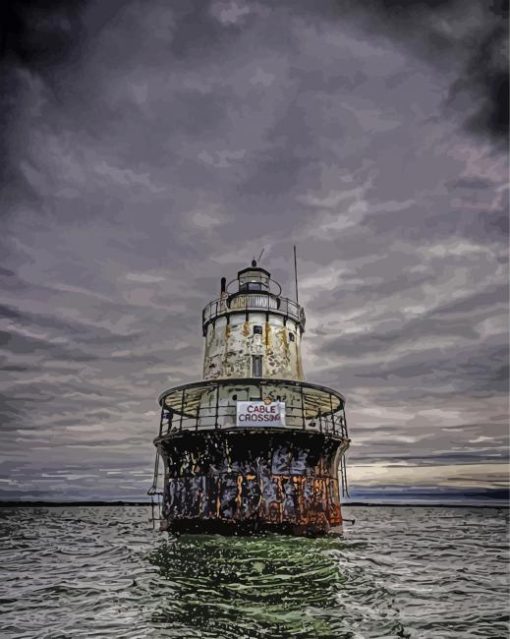 Massachusetts Lighthouse In Sea paint by number
