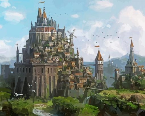Medieval Fantasy Fortress paint by number