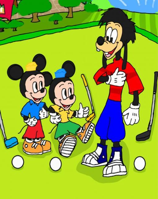 Mickey Mouse Learning Golf paint by number
