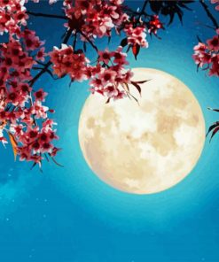 Moon With Flowers paint by number