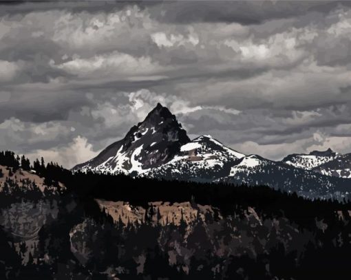 Mountains And Grey Sky paint by number