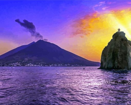 Mout Stromboli Volcano paint by number