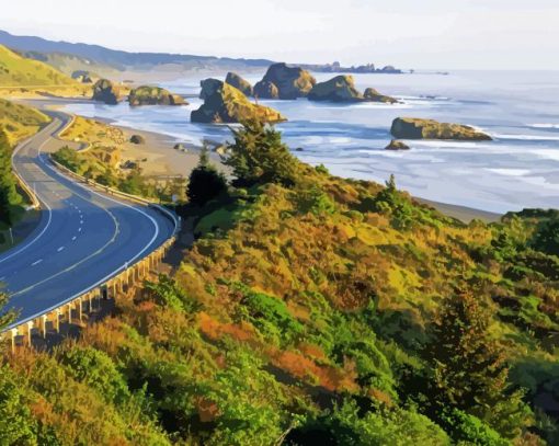 Oregon Coast Road paint by number