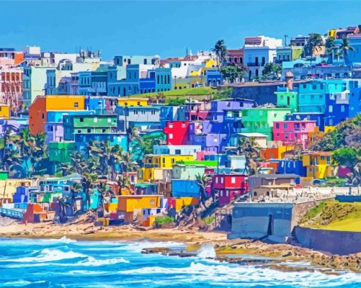Puerto Rico Colorful Buildings paint by number