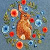 Rabbit And Flowers Embroidery paint by number