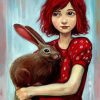 Rabbit And Girl With Red Hair paint by number