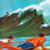 Retro Hawaii Surfers Poster paint by number