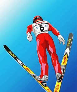 Ski Jump Art Illustration paint by number