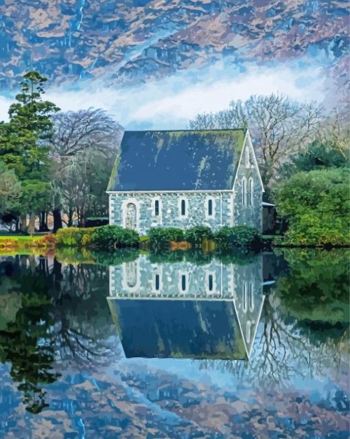 St Finbarrs Irish Oratory Water Reflection paint by number