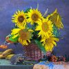 Sunflowers Basket On Table paint by number