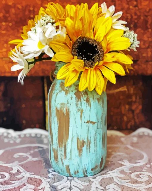 Sunflowers In Jar paint by number