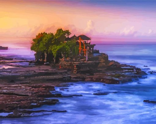 Tanah Lot At Sunrise paint by number
