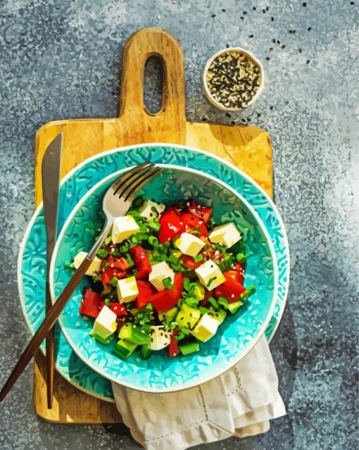 Tasty Greek Salad paint by number