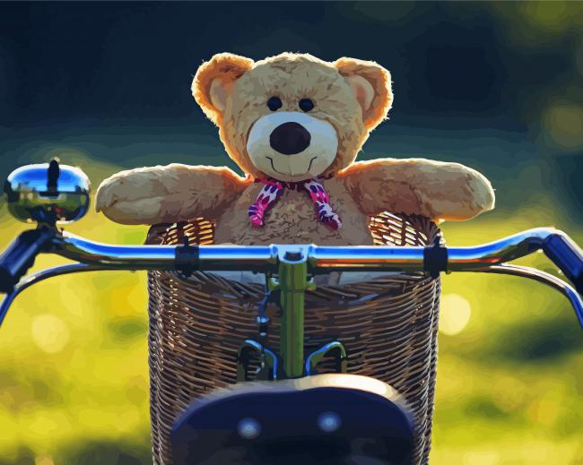Teddy Bear On Bike paint by number