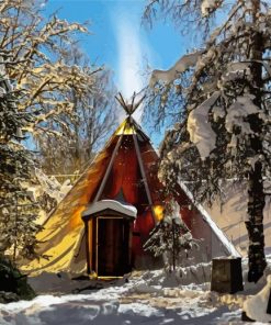Teepee In Forest paint by number