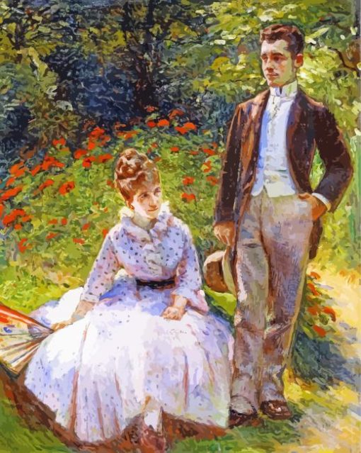 The Artist's Son And Sister In The Garden At Sèvres Marie Bracquemond paint by number