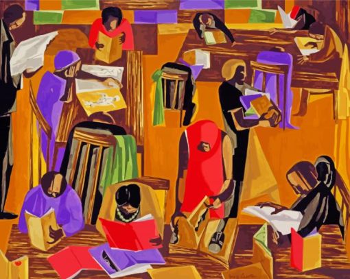 The Library By Jacob Lawrence paint by number