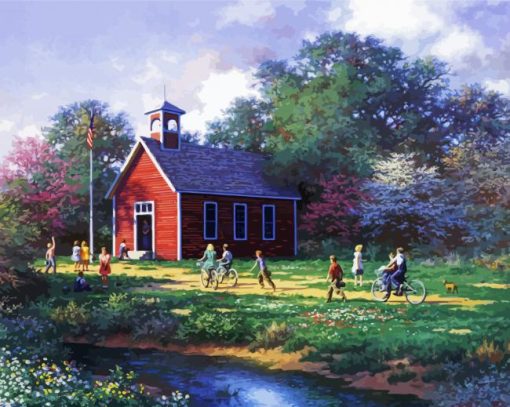 The Little Red Schoolhouse paint by number