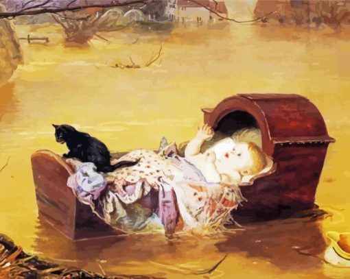 Abandoned Child And Cat Art paint by number