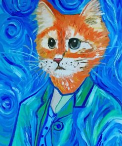 Aesthetic Cat Van Gogh paint by number