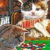 Aesthetic Cats Playing Poker paint by number