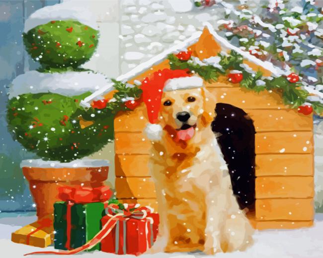 Aesthetic Dog Christmas paint by number