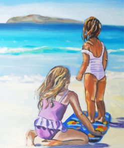 Aesthetic Ocean And Two Girls paint by number
