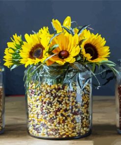 Aesthetic Sunflowers In Jar paint by number