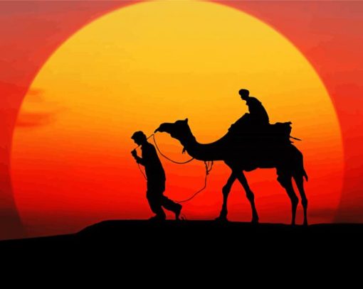 Aesthetic Moroccan Camel Tour Silhouette paint by number