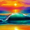 Beach And Waves Sunset Art paint by number