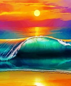 Beach And Waves Sunset Art paint by number