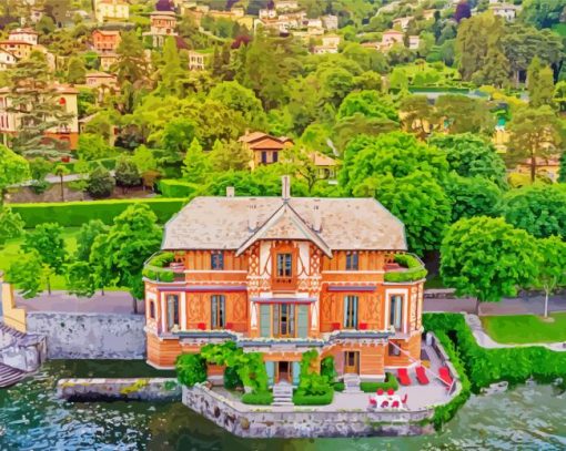 Beautiful Italian Villa On The Lake paint by number