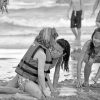 Black And White Kids On A Beach paint by number