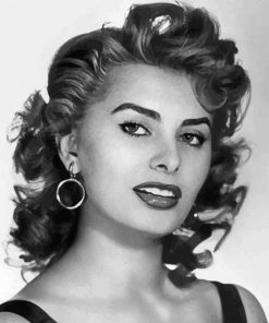Black And White Sophia Loren paint by number