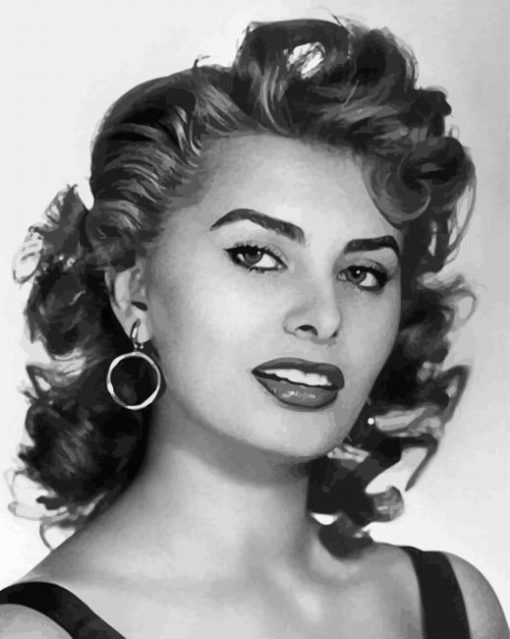 Black And White Sophia Loren paint by number
