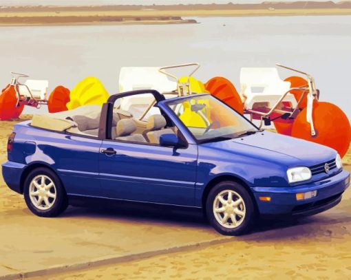 Blue Vw Cabriolet paint by number