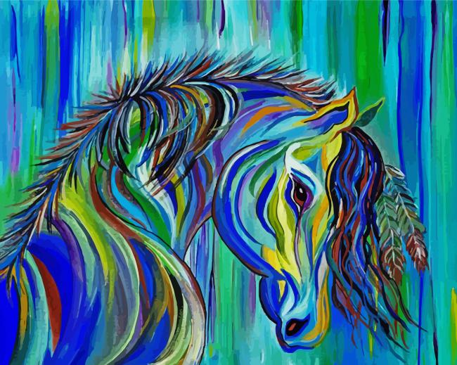 Colorful Native American Horse paint by number