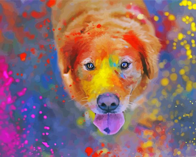 Cute Dog Splatter paint by number