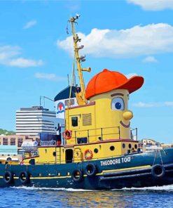 Cute Tug Boat paint by number