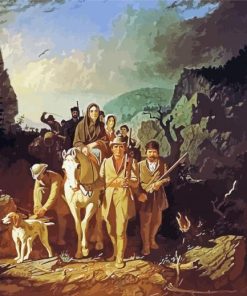 Daniel Boone Escorting Settlers Through The Cumberland Gap By George Caleb Bingham paint by number