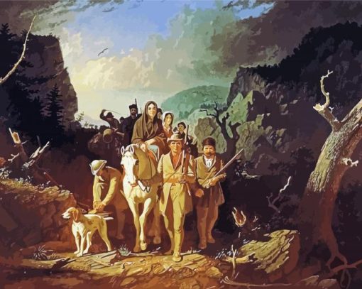Daniel Boone Escorting Settlers Through The Cumberland Gap By George Caleb Bingham paint by number