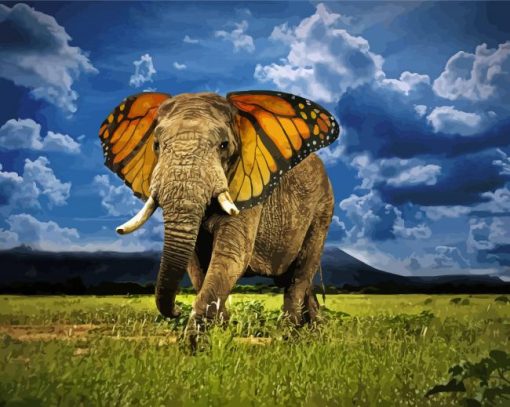 Elephant And Butterfly paint by number